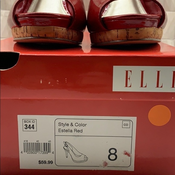 Elle Estella Red Patent Leather open toe sling back heels 8 - Picture 8 of 10